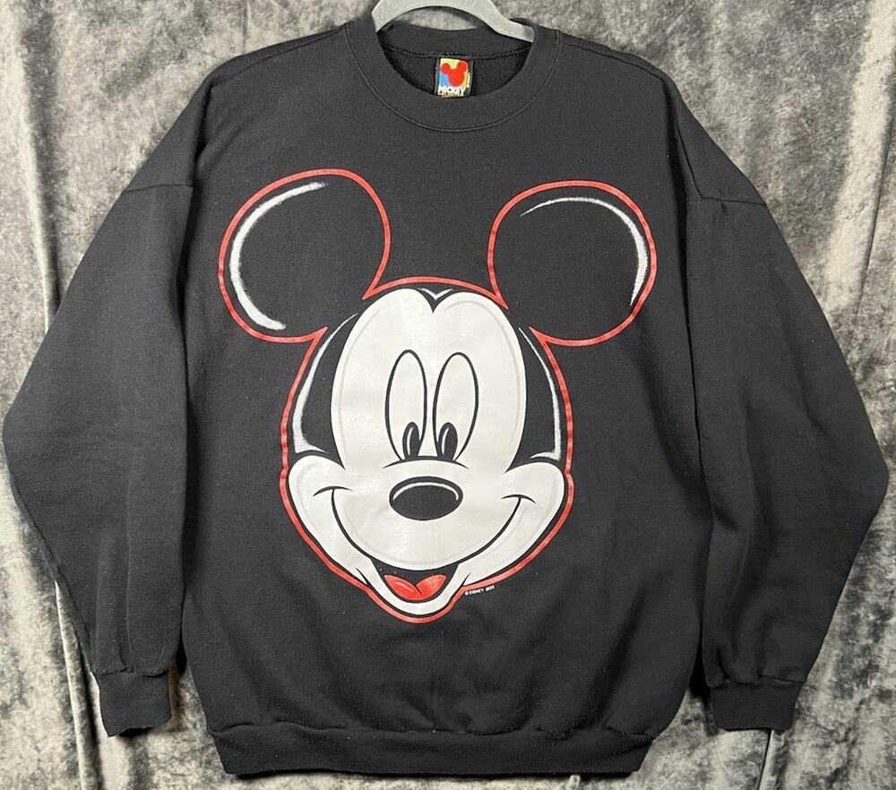 Vintage Mickey Mouse Unlimited Crewneck Sweatshirt XL Black Jerry Leigh USA 90s